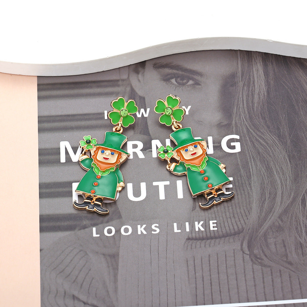 Irish Carnival Green Elf Earrings