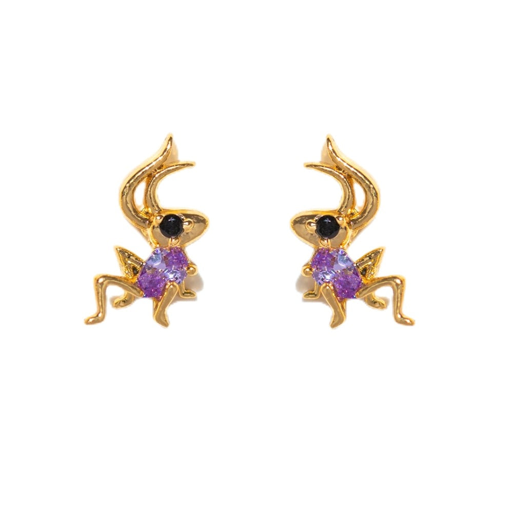 Creative Cartoon Character Micro-inlaid Color Zircon Animal Stud Earrings