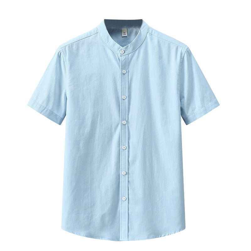 Men's Stand Collar Short Sleeve Shirt Loose Half Sleeve