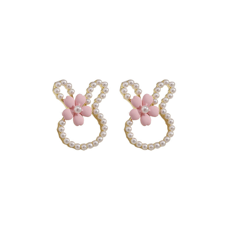 Boucles d'oreilles à tige en forme de lapin en argent sterling avec aiguille style Sweet Ins