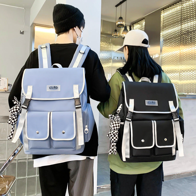 Cartable d'étudiant aux couleurs assorties, Style coréen, polyvalent, grande capacité