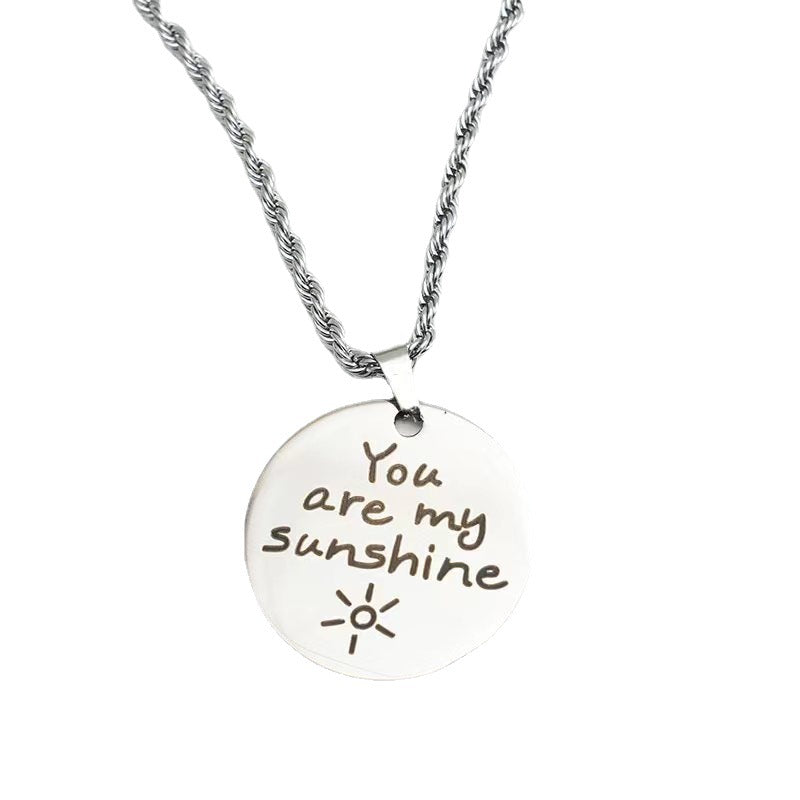 Collier cadeau de Festival de Noël avec lettrage rond en acier inoxydable