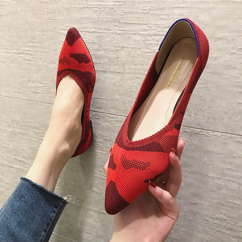 Chaussures de ballet pliables tissées volantes décontractées à la mode pour femmes