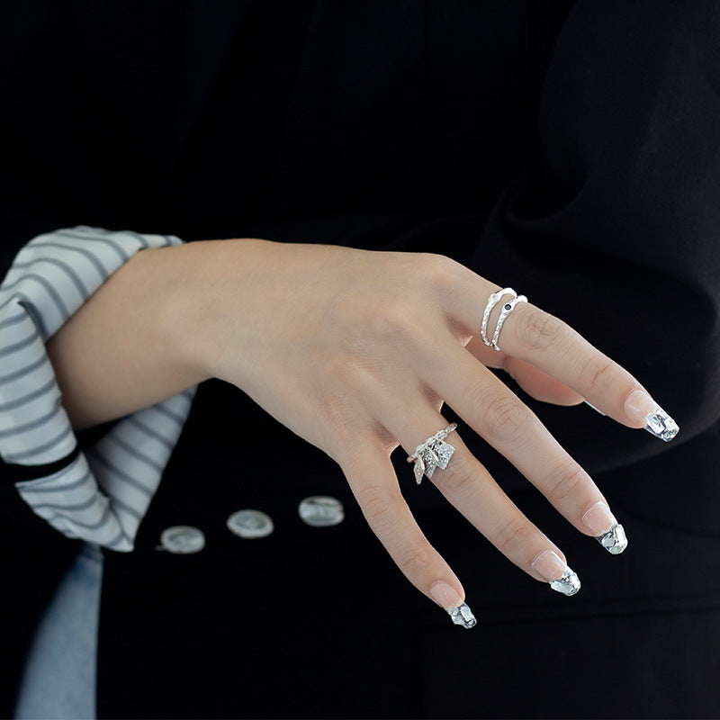 Textured Square Plate Ring For Women