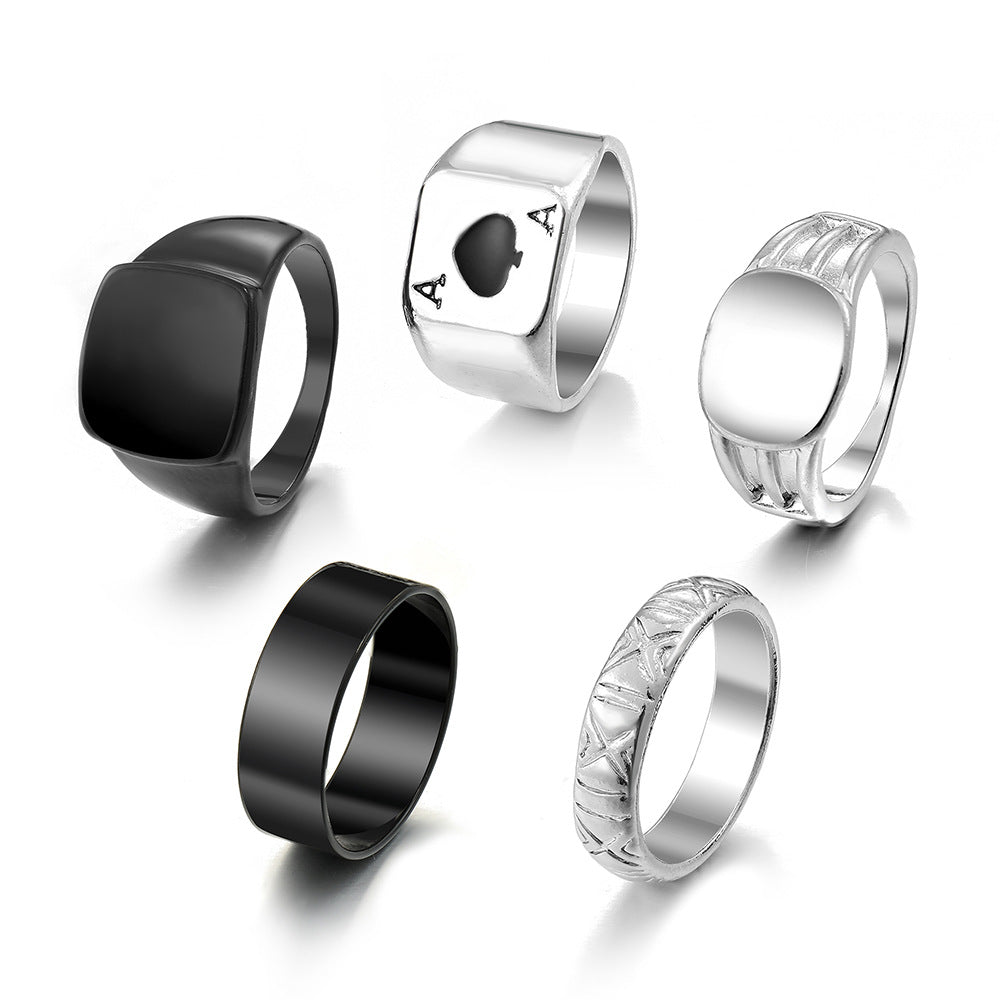 Personalized Creative Ring Ins Vintage Metal Playing Cards Spade Ring