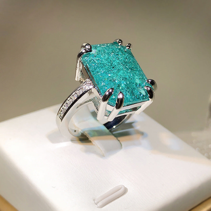 Ice Flower Gemstone Ring Fashion Cubic Oxidation