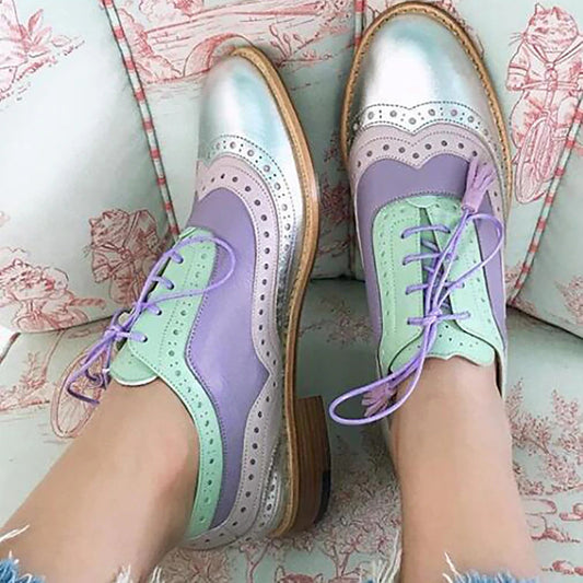 Zapatos planos casuales a juego de colores de talla grande retro