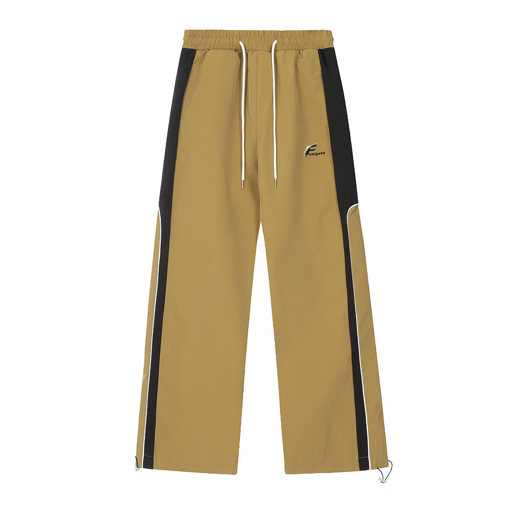 Side Stitching Contrast Color Straight-leg Trousers Men