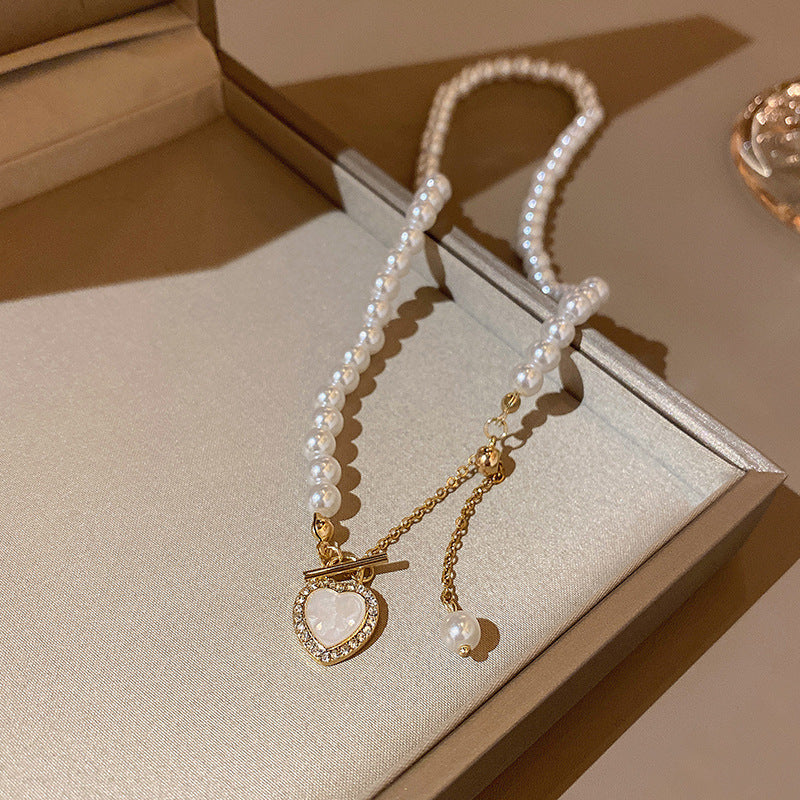 Collier de perles d'amour à coutures assorties pour femmes