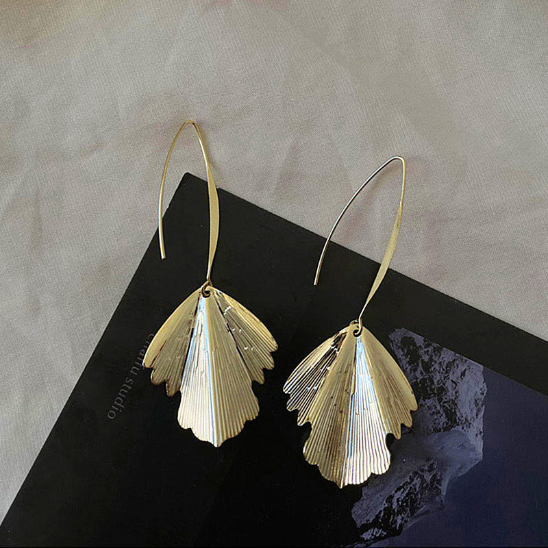 Boucles d'oreilles à pampilles simples pour femmes, aiguille en argent sterling, feuille de Ginkgo