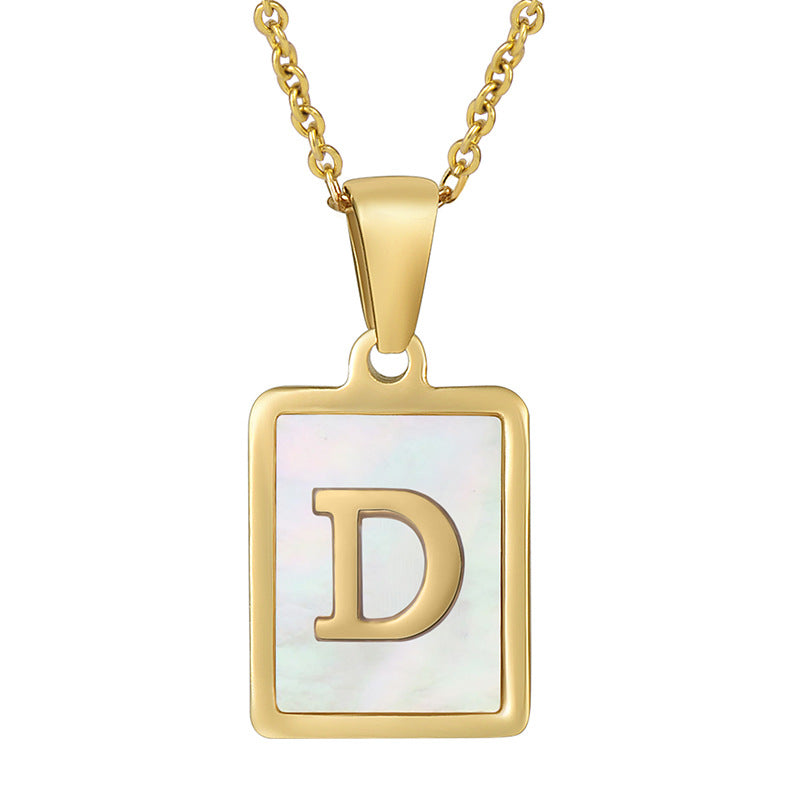 Women's Fashionable Stainless Steel Shell Letter Necklace