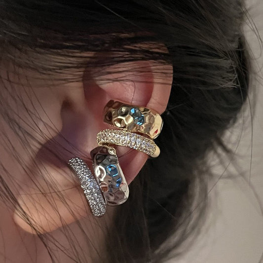 Clip d'oreille double couche en métal de haute qualité avec strass