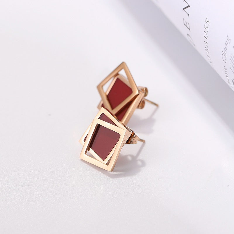 Titanium Steel Ear Studs Women's Simple Tassel