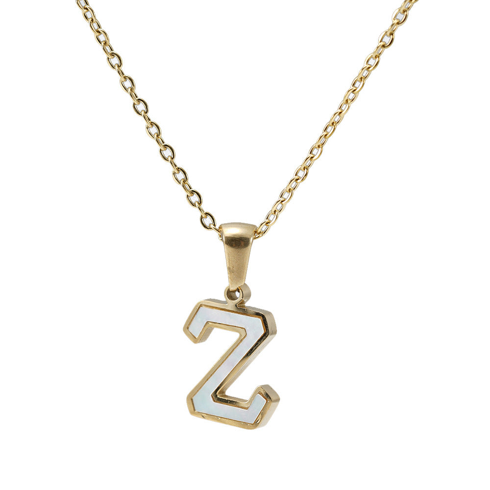 18K Gold Shell Stainless Steel Letter Pendant Necklace