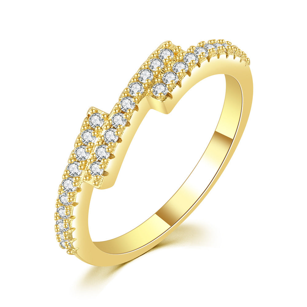 Women's Three-row Full Rhinestone Zircon Micro-inlaid Ring