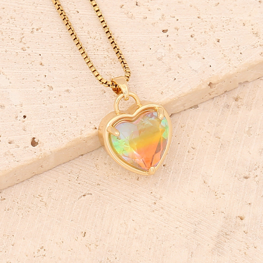 Collar De Corazón Degradado Multicolor De Moda