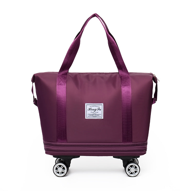 Bolsa de viaje de gran capacidad extendida de doble capa, separación en seco y húmedo, paquete de maternidad ligero, asa cubierta