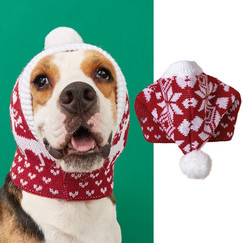 Noël nouvelle atmosphère amour flocon de neige wapiti impression tricoté chaud chien de compagnie chat boule de fourrure chapeau