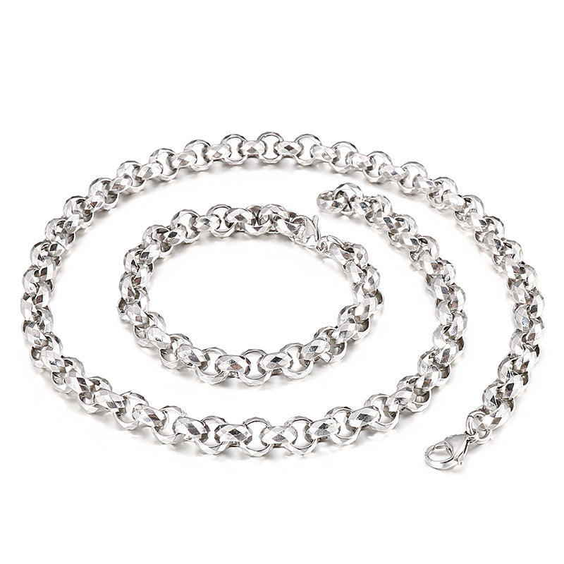 Bracelet pour homme en acier titane avec chaîne à surface multi-coupe