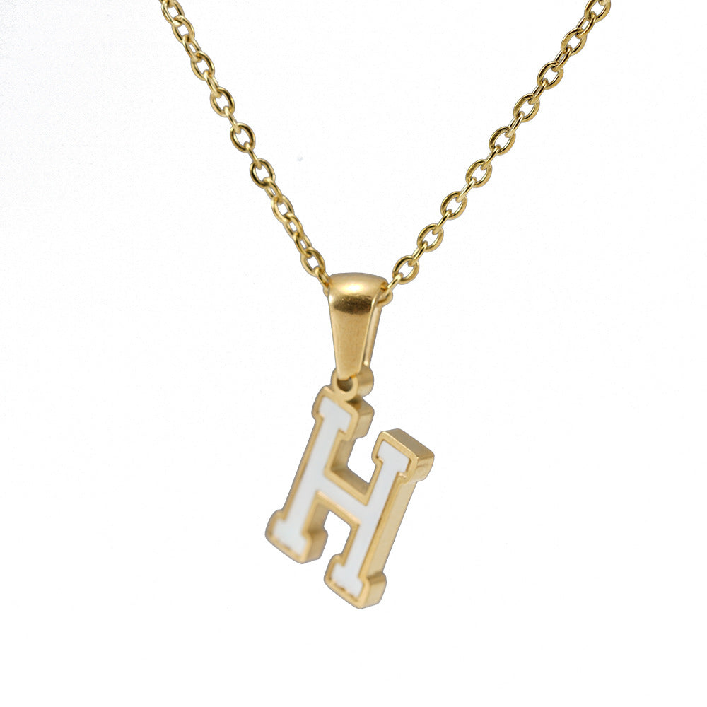 18K Gold Shell Stainless Steel Letter Pendant Necklace