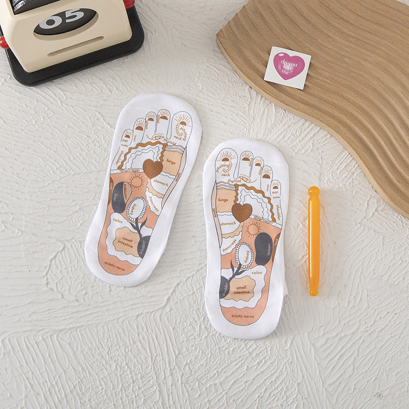 Acupoint Graphic Foot Massage Cotton Socks