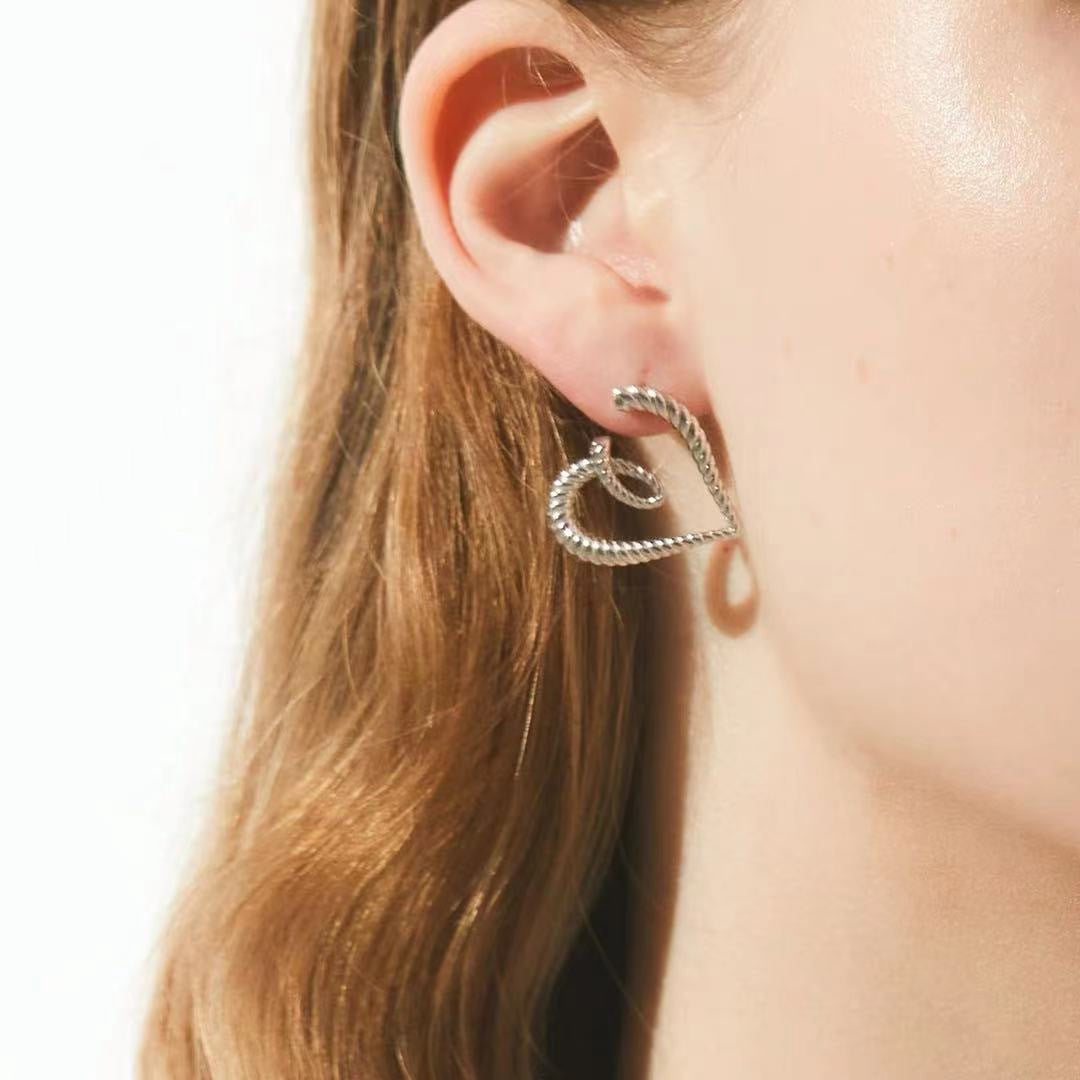 Línea Espiral Amor Corazón Pendientes Mujer