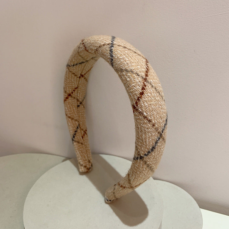 Bandeau en éponge à carreaux en laine, tempérament doux, ton chaud, haut tête de mort