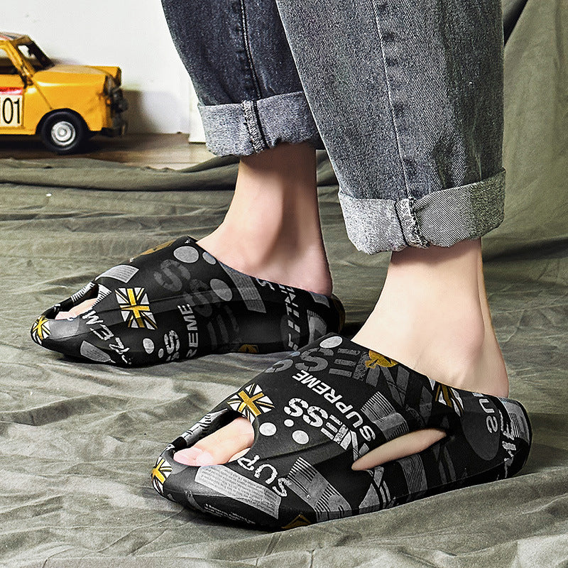 Zapatillas de plataforma bicolor de EVA con estampado de letras