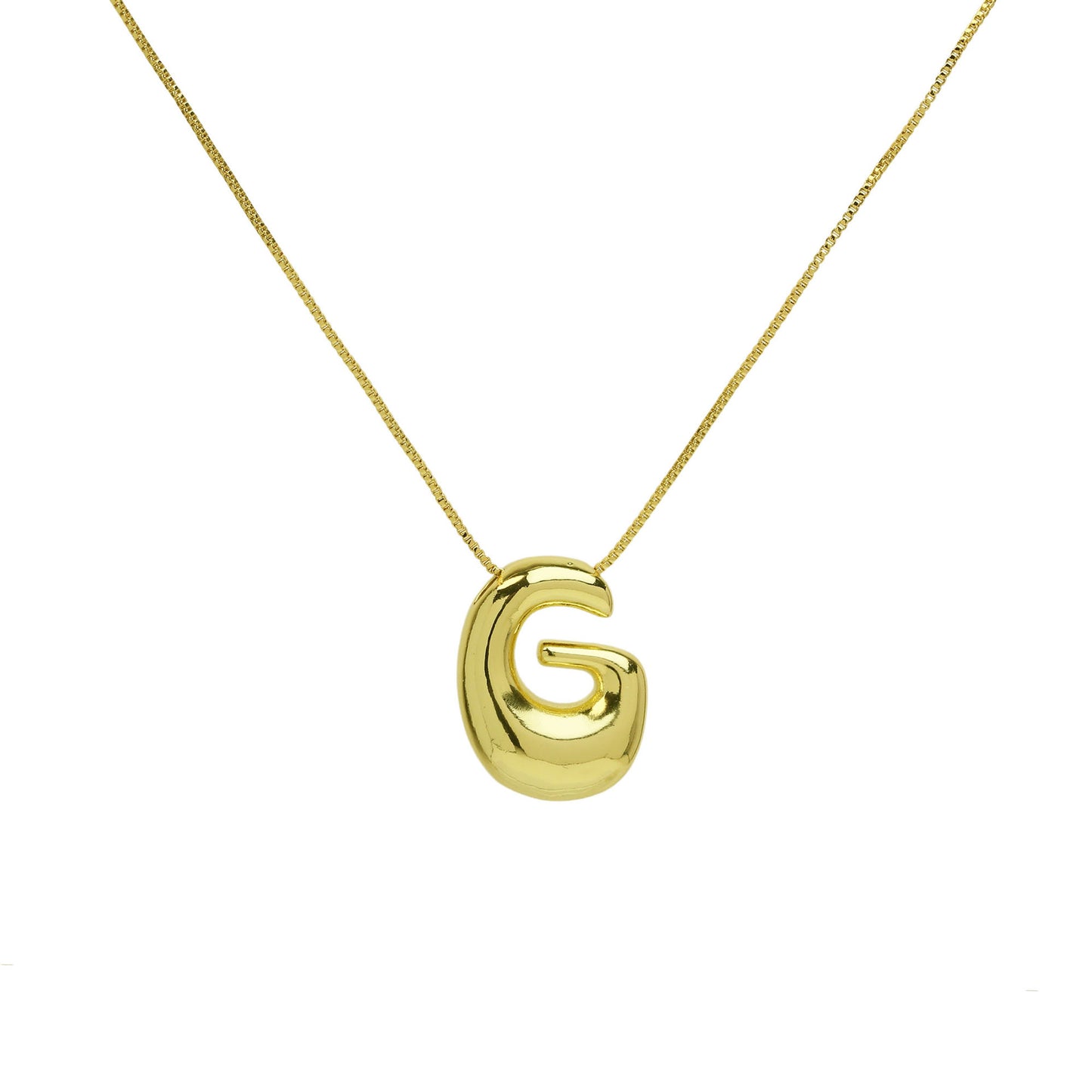 Brass Glossy Balloon English Letter Pendant Necklace