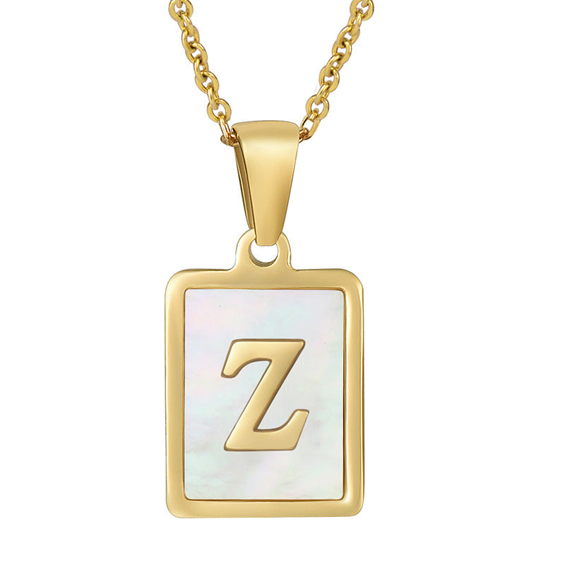Women's Fashionable Stainless Steel Shell Letter Necklace
