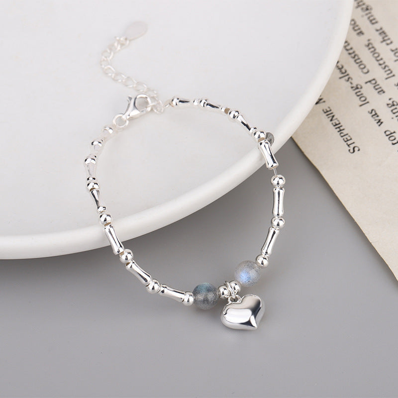 Bamboo Peach Heart Luminous Stone Bracelet