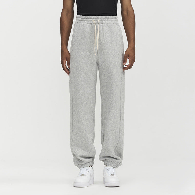 Autumn And Winter 380g Velvet Sweatpants Men's Leisure Sports Straight Ankle Tied