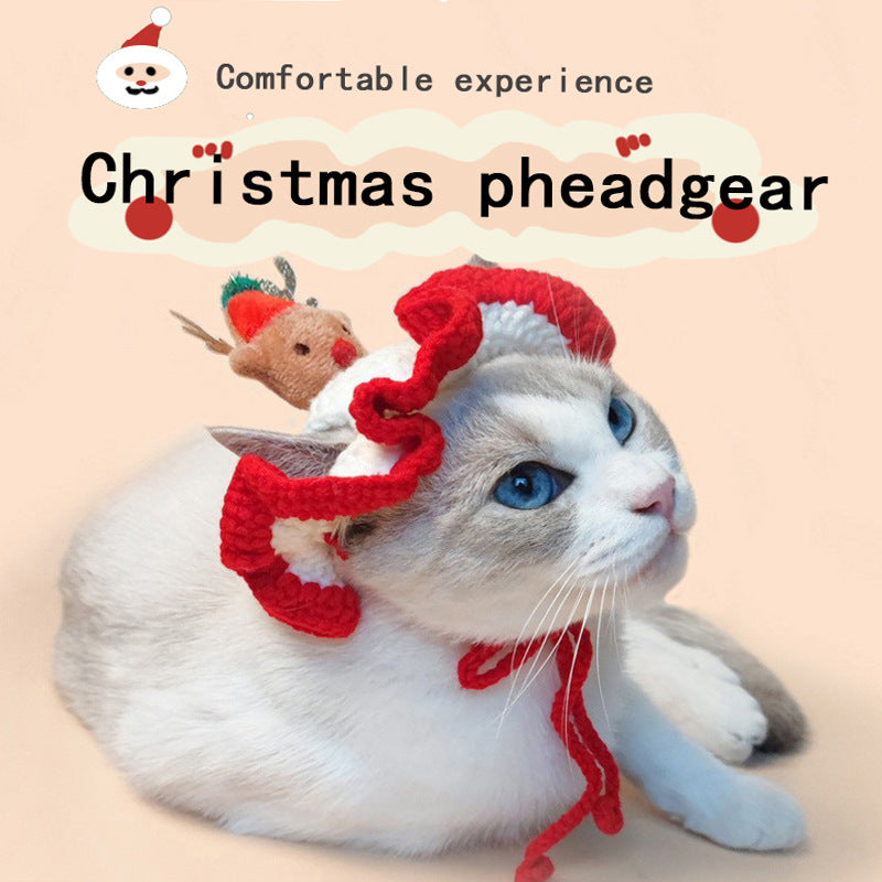 Couvre-tête d'arbre de noël pour animaux de compagnie, chapeaux crochetés tissés à la main pour chiens et chats, produits pour animaux de compagnie