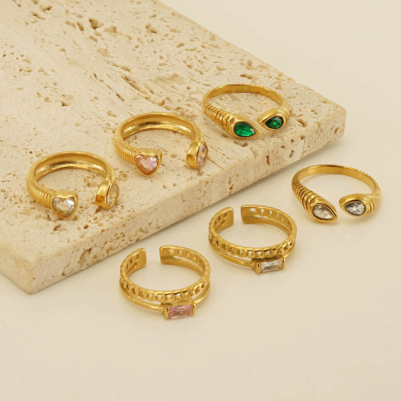 Bague en diamant en acier inoxydable pour femmes, tempérament de mode