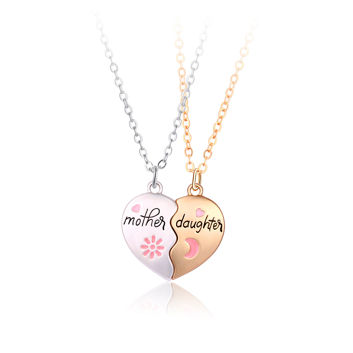 Ensemble de bijoux mère-fille, collier avec pendentif magnétique en forme de cœur assorti, cadeaux à la mode pour la fête des mères, 2 pièces