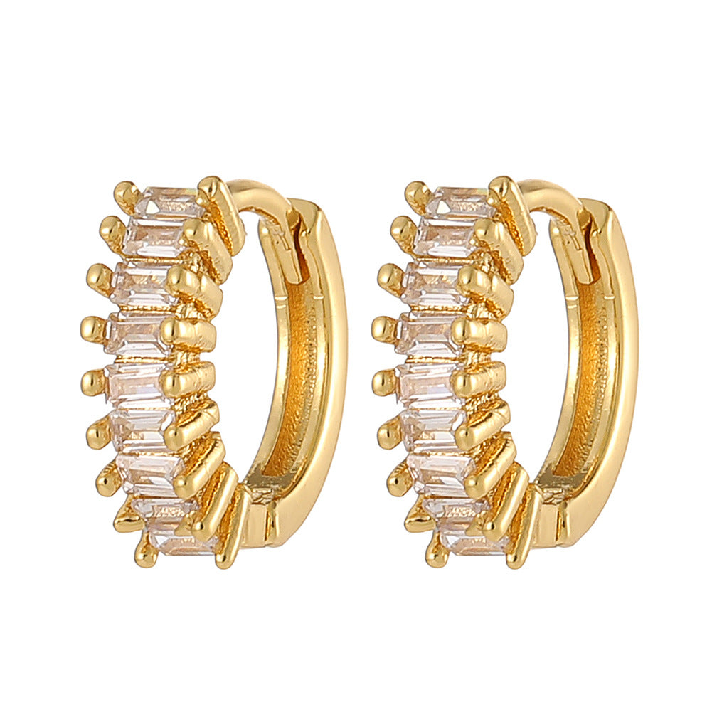 Boucles d'oreilles en or 18 carats plaqué cuivre à la mode, géométriques