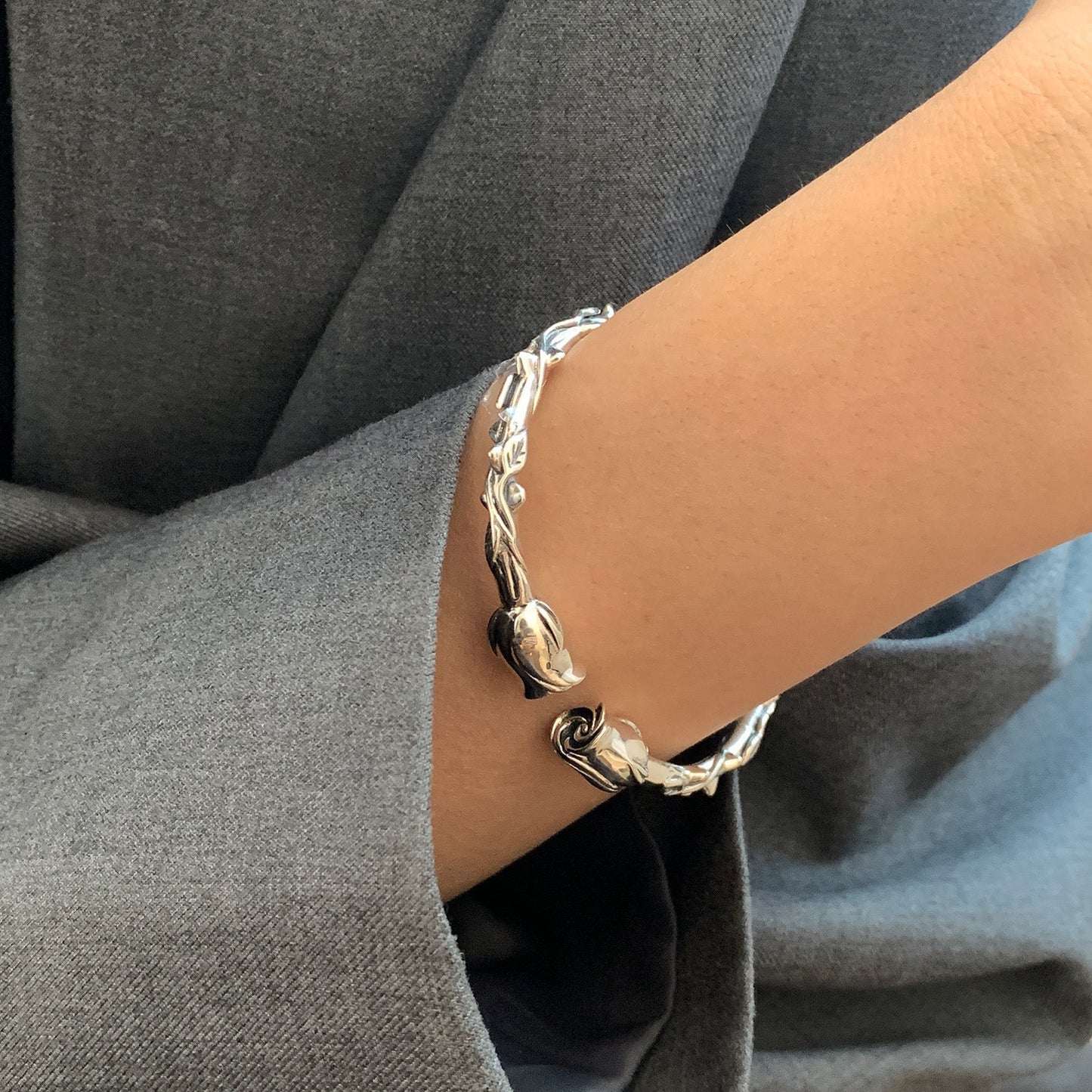 Bracelet Personnalisé Argent Mode Rétro Femme