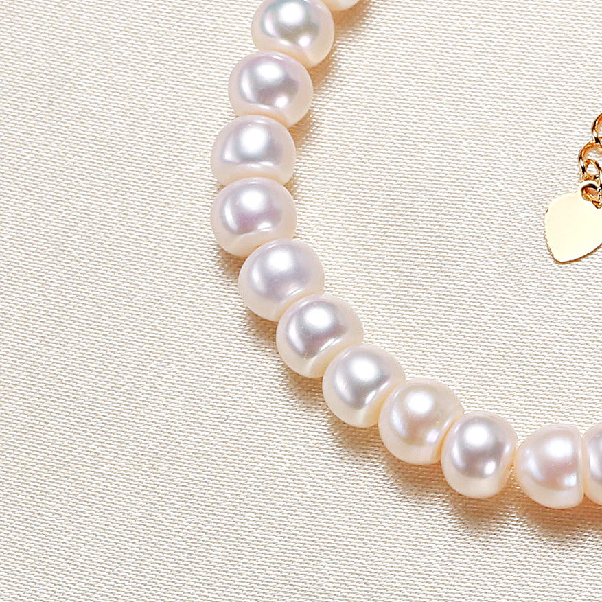 Bracelet blanc uni en perles d'eau douce