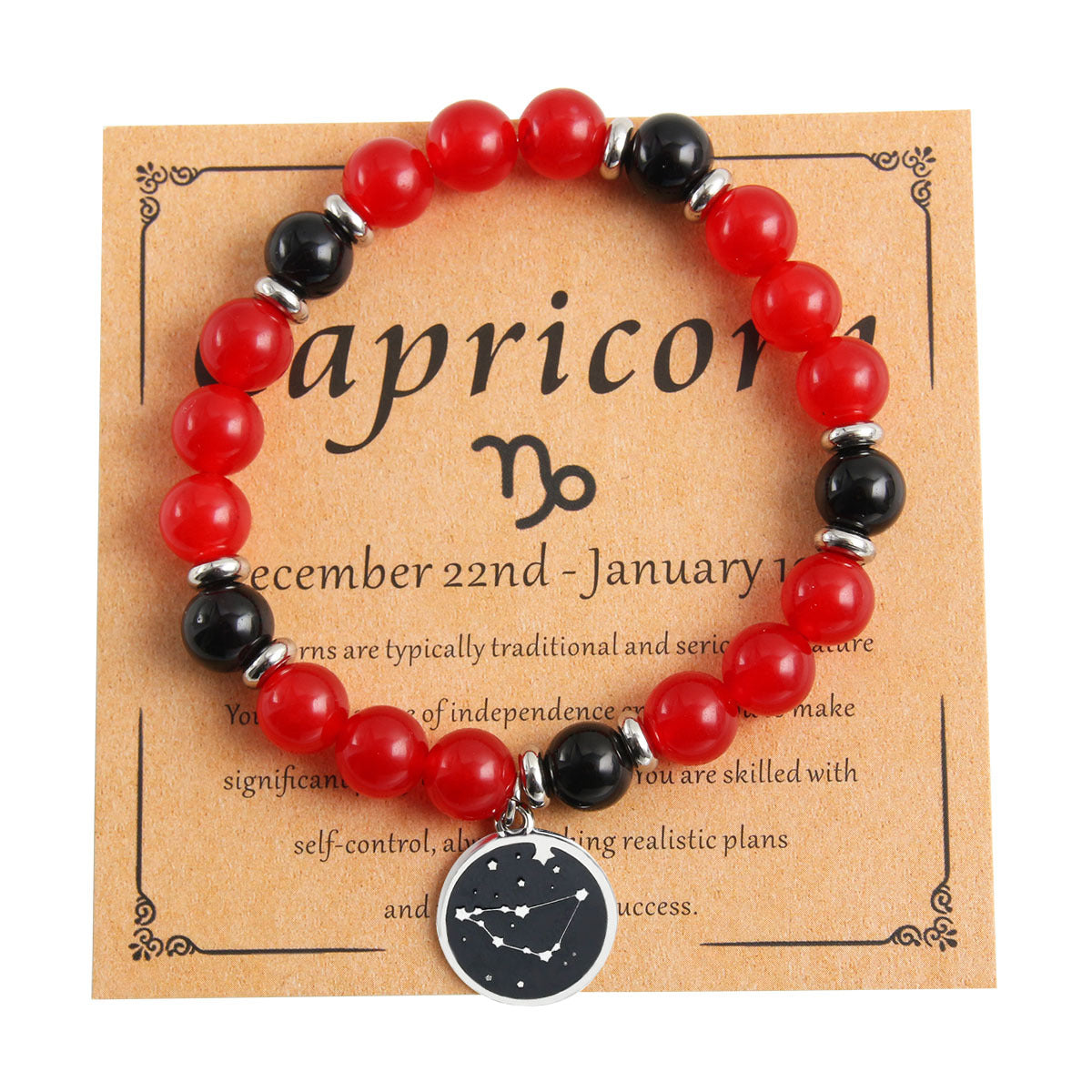 Bracelet rond en perles de pierre naturelle, pendentif rond en acier inoxydable, douze constellations