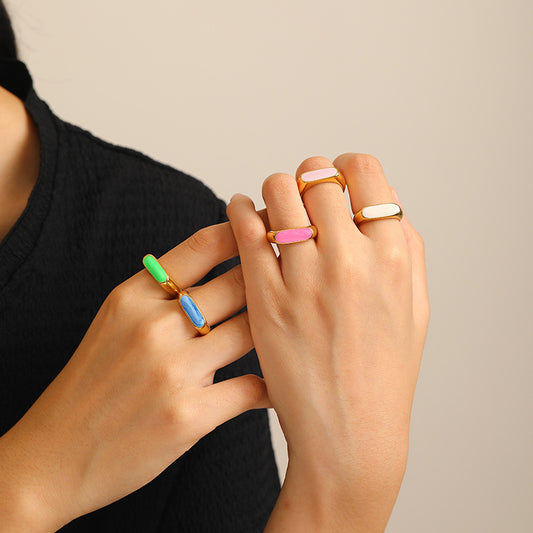 Bague d'index en acier titane brillant à texture simple de style coréen