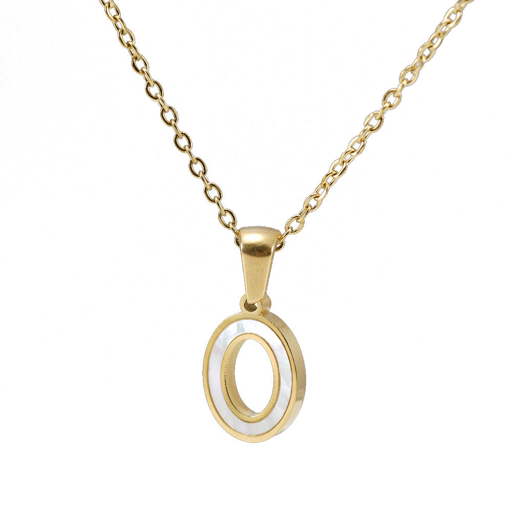 18K Gold Shell Stainless Steel Letter Pendant Necklace