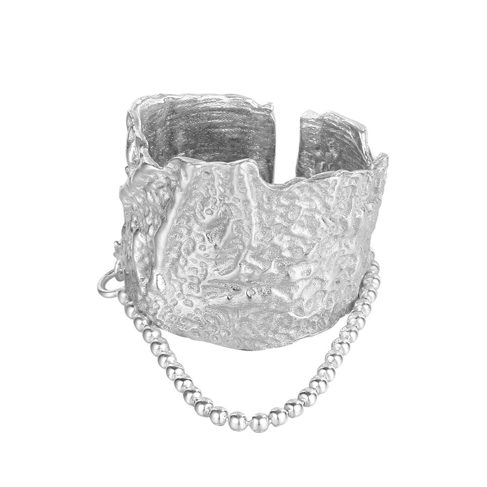 Bague de style Normcore à texture de feuille d'étain