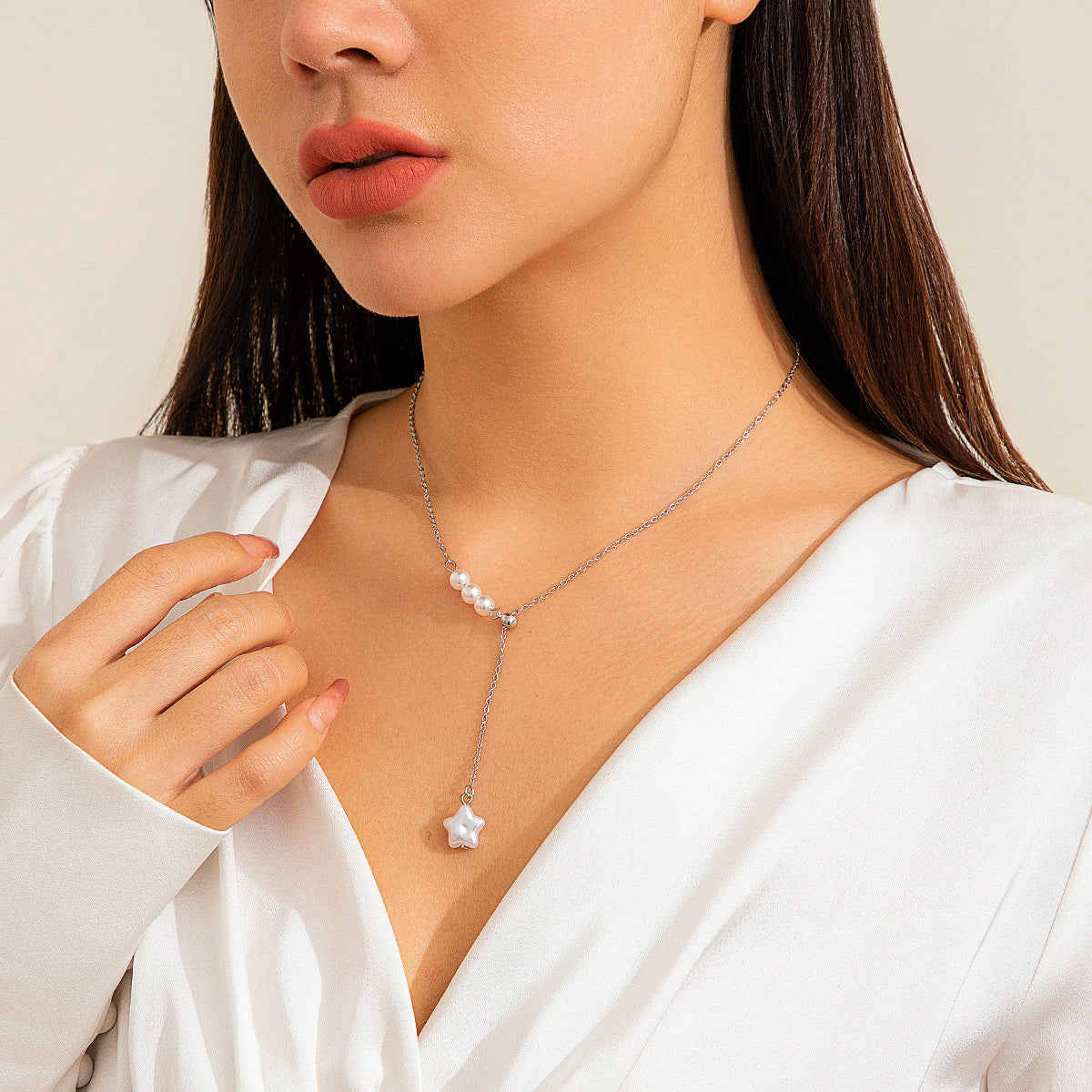 Collier à tirer conçu avec perle étoile à cinq branches
