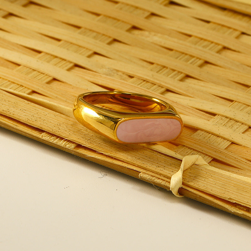 Bague d'index en acier titane brillant à texture simple de style coréen