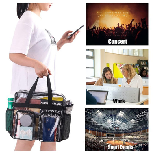 Outdoor Portable Multiple External Pockets PVC Transparent Handbag