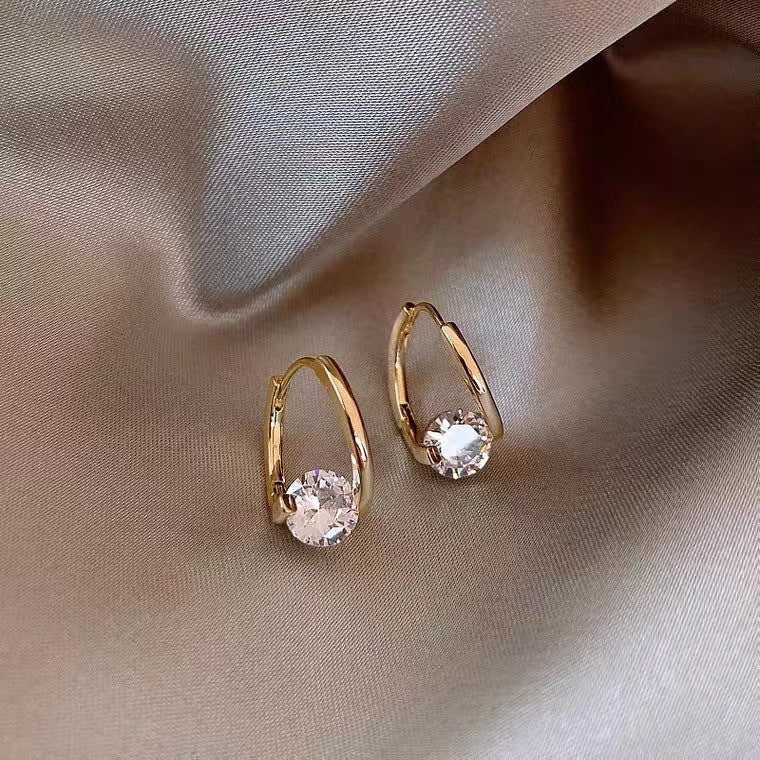 Boucles d'oreilles géométriques en Zircon incrusté de Micro incrusté, Clip d'oreille, Design de Niche, mode raffinée, Simple, multi-match, pour femmes