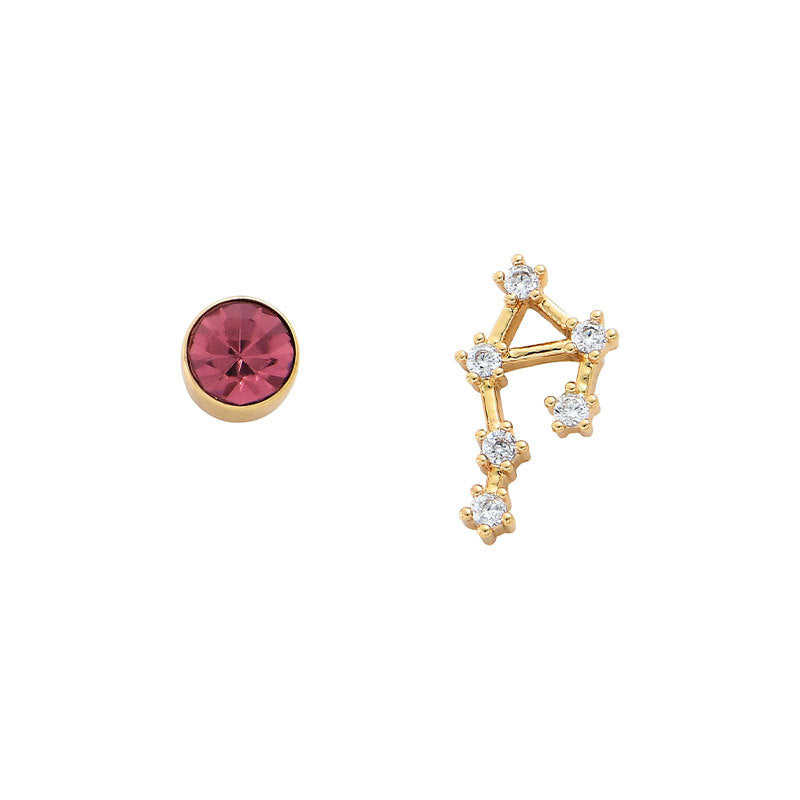 Clous d'oreilles personnalisés, 12 constellations, pierre de naissance, AB, tempérament asymétrique, aiguille auriculaire pour femme