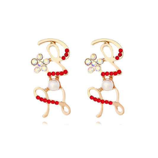 Boucles d'oreilles en alliage incrusté de perles d'imitation pour femmes, lettres de l'alphabet