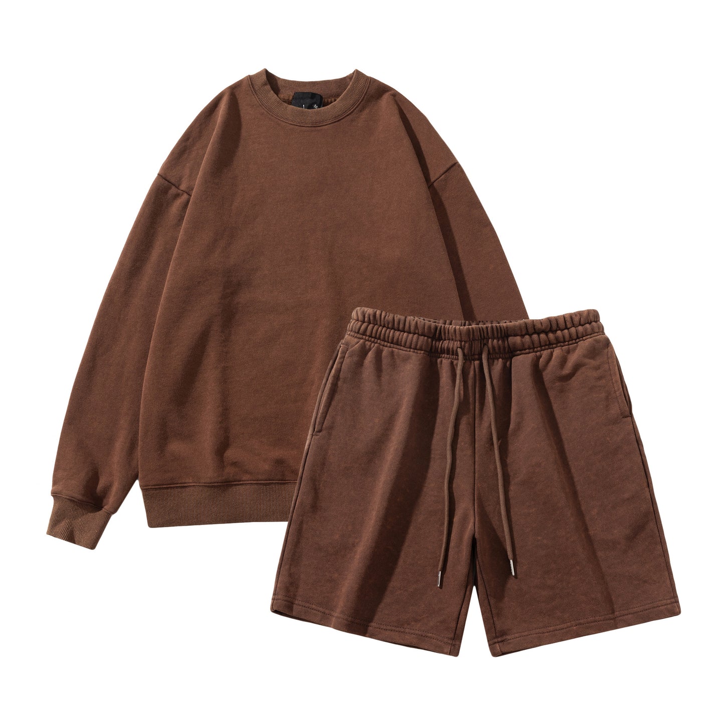 Men's Water Washed Sports Shorts Short Sleeved Set