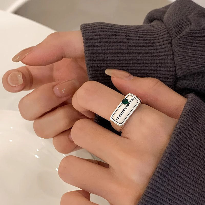 Bague Carrés Géométriques Lettres Mode Féminine